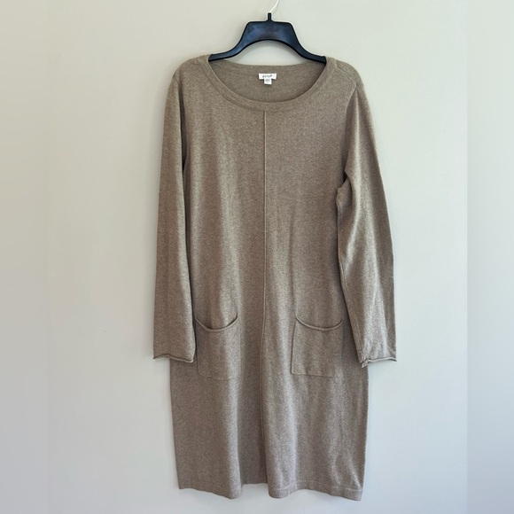 J. Jill "PureJill" Cotton and Cashmere Tunic Sweater Dress, Tan/Beige, size L - Picture 3 of 9